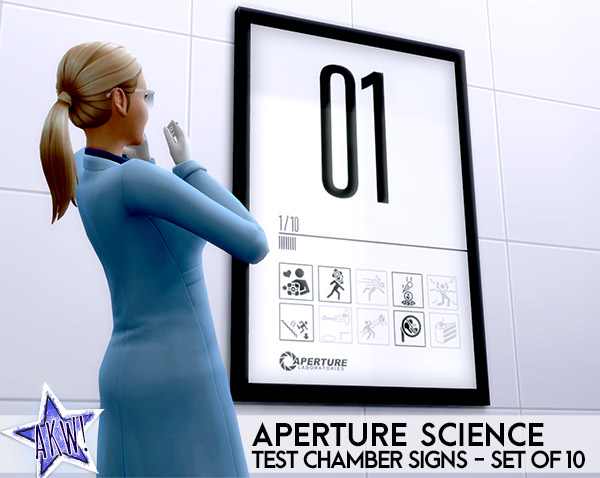 Sims 4 - Aperture Science Test Chamber Signs (Portal)